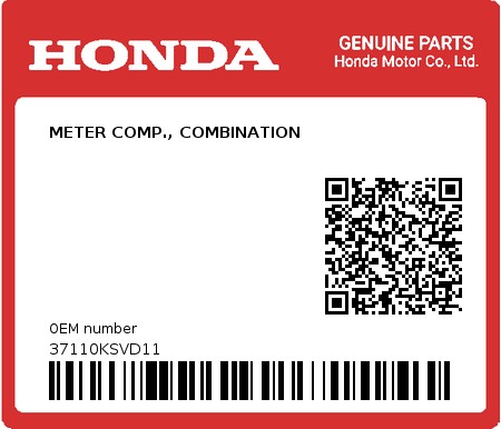 Product image: Honda - 37110KSVD11 - METER COMP., COMBINATION 