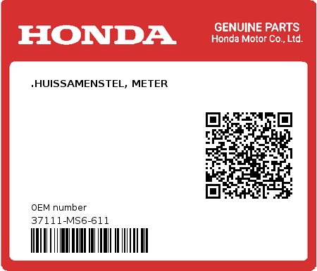 Product image: Honda - 37111-MS6-611 - .HUISSAMENSTEL, METER 