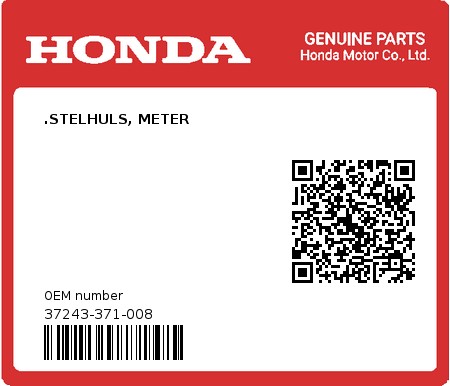 Product image: Honda - 37243-371-008 - .STELHULS, METER 