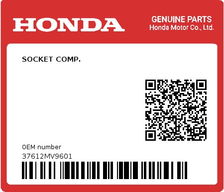 Product image: Honda - 37612MV9601 - SOCKET COMP.  0