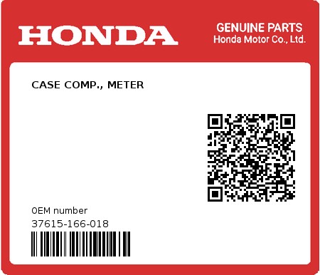 Product image: Honda - 37615-166-018 - CASE COMP., METER 