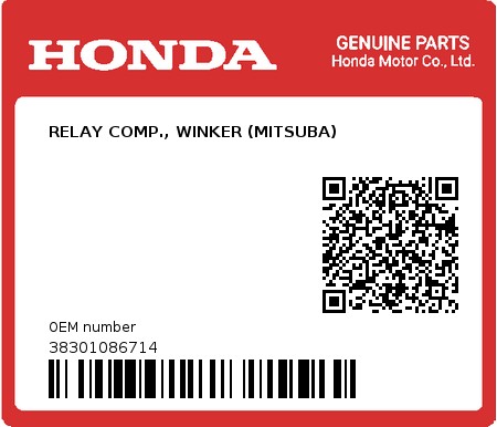 Product image: Honda - 38301086714 - RELAY COMP., WINKER (MITSUBA) 