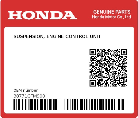 Product image: Honda - 38771GFM900 - SUSPENSION, ENGINE CONTROL UNIT  0