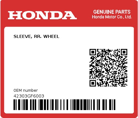 Product image: Honda - 42303GF6003 - SLEEVE, RR. WHEEL 