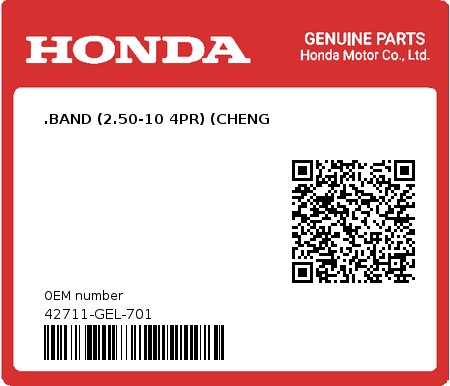 Product image: Honda - 42711-GEL-701 - .BAND (2.50-10 4PR) (CHENG 