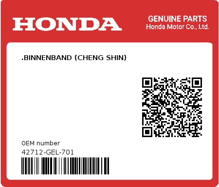 Product image: Honda - 42712-GEL-701 - .BINNENBAND (CHENG SHIN)  0