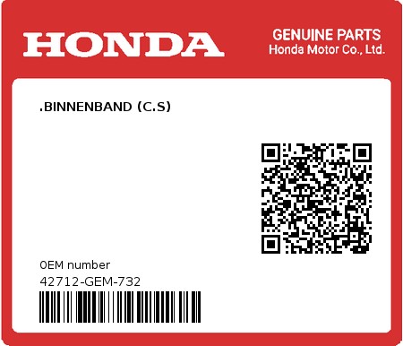 Product image: Honda - 42712-GEM-732 - .BINNENBAND (C.S) 