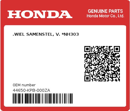 Product image: Honda - 44650-KPB-000ZA - .WIEL SAMENSTEL, V. *NH303  0