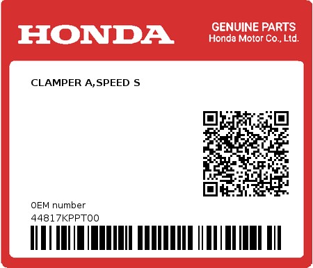 Product image: Honda - 44817KPPT00 - CLAMPER A,SPEED S 