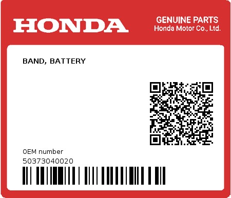 Product image: Honda - 50373040020 - BAND, BATTERY  0