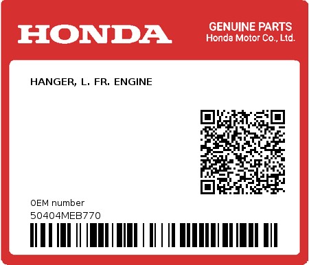 Product image: Honda - 50404MEB770 - HANGER, L. FR. ENGINE  0