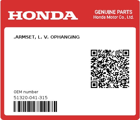 Product image: Honda - 51320-041-315 - .ARMSET, L. V. OPHANGING  0