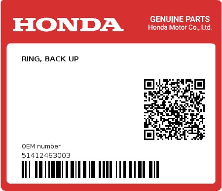 Product image: Honda - 51412463003 - RING, BACK UP  0
