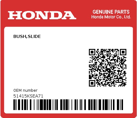 Product image: Honda - 51415KSEA71 - BUSH,SLIDE  0