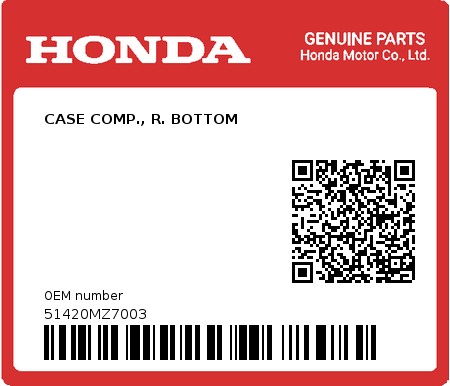 Product image: Honda - 51420MZ7003 - CASE COMP., R. BOTTOM  0