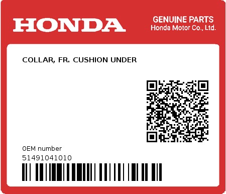 Product image: Honda - 51491041010 - COLLAR, FR. CUSHION UNDER  0