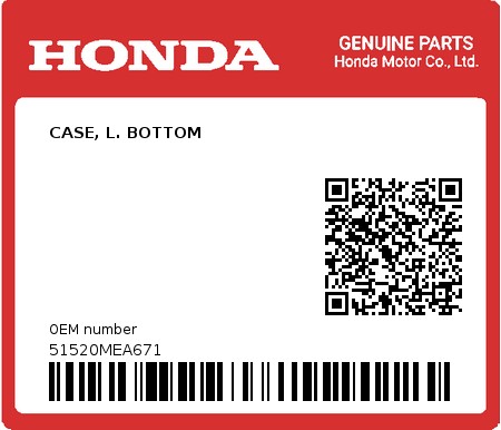 Product image: Honda - 51520MEA671 - CASE, L. BOTTOM  0