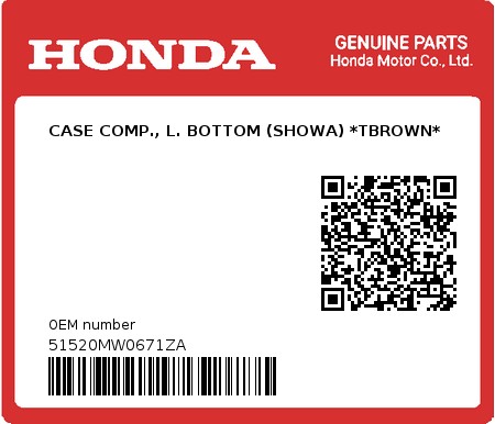 Product image: Honda - 51520MW0671ZA - CASE COMP., L. BOTTOM (SHOWA) *TBROWN* 