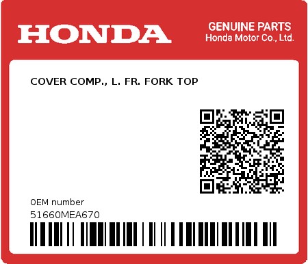 Product image: Honda - 51660MEA670 - COVER COMP., L. FR. FORK TOP  0