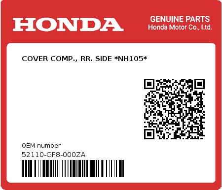 Product image: Honda - 52110-GF8-000ZA - COVER COMP., RR. SIDE *NH105* 