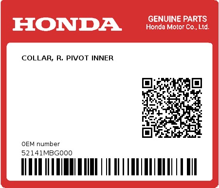 Product image: Honda - 52141MBG000 - COLLAR, R. PIVOT INNER  0
