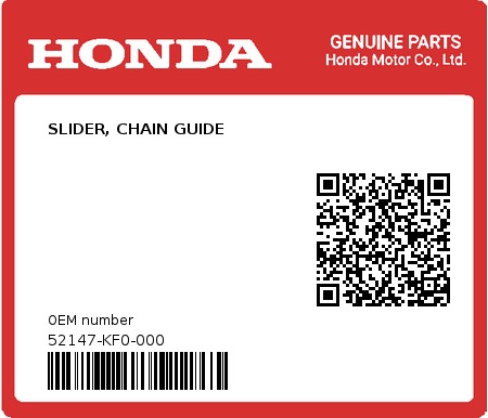 Product image: Honda - 52147-KF0-000 - SLIDER, CHAIN GUIDE  0