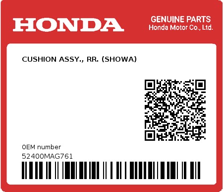 Product image: Honda - 52400MAG761 - CUSHION ASSY., RR. (SHOWA)  0