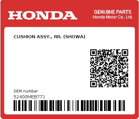Product image: Honda - 52400MEB771 - CUSHION ASSY., RR. (SHOWA)  0