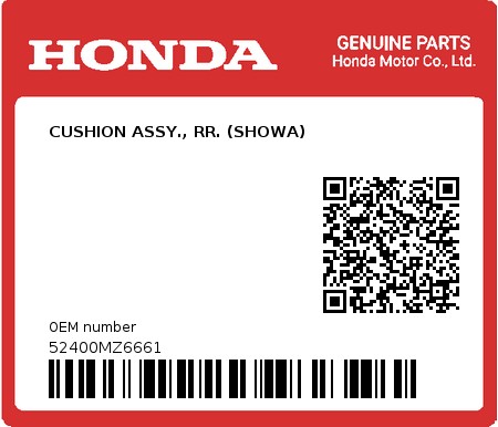 Product image: Honda - 52400MZ6661 - CUSHION ASSY., RR. (SHOWA)  0