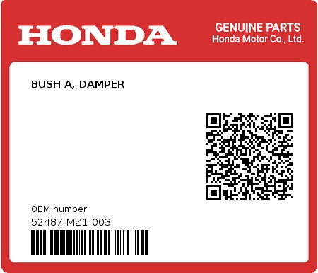 Product image: Honda - 52487-MZ1-003 - BUSH A, DAMPER  0