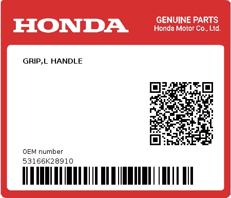 Product image: Honda - 53166K28910 - GRIP,L HANDLE  0