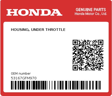 Product image: Honda - 53167GFM970 - HOUSING, UNDER THROTTLE  0