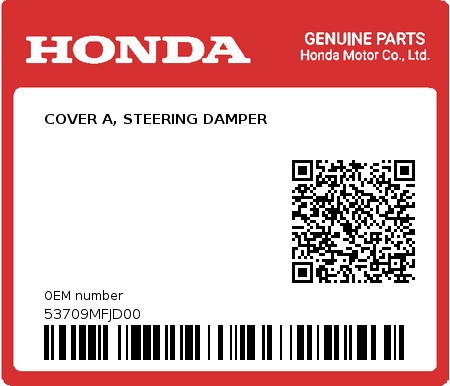 Product image: Honda - 53709MFJD00 - COVER A, STEERING DAMPER  0