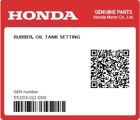 Product image: Honda - 55203-GJ2-000 - RUBBER, OIL TANK SETTING 