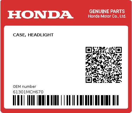 Product image: Honda - 61301MCH670 - CASE, HEADLIGHT  0