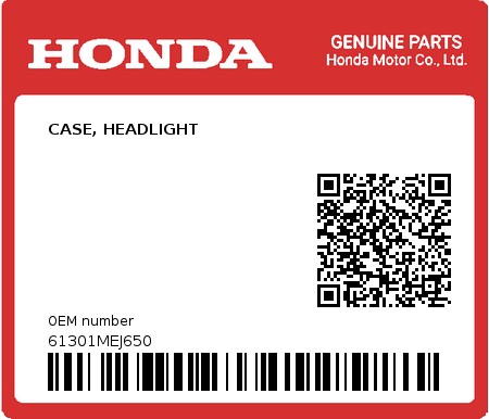 Product image: Honda - 61301MEJ650 - CASE, HEADLIGHT  0
