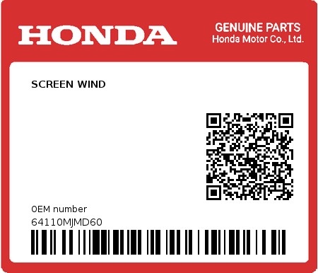 Product image: Honda - 64110MJMD60 - SCREEN WIND 