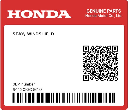 Product image: Honda - 64120KBGB10 - STAY, WINDSHIELD  0