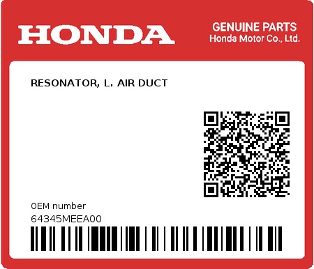 Product image: Honda - 64345MEEA00 - RESONATOR, L. AIR DUCT  0