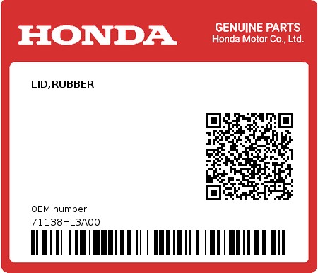 Product image: Honda - 71138HL3A00 - LID,RUBBER  0