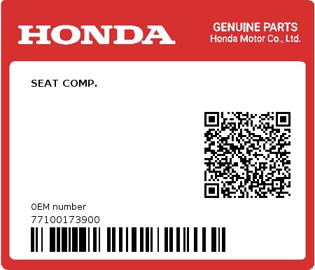 Product image: Honda - 77100173900 - SEAT COMP. 