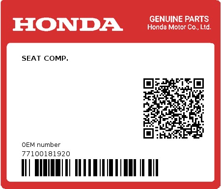 Product image: Honda - 77100181920 - SEAT COMP.  0