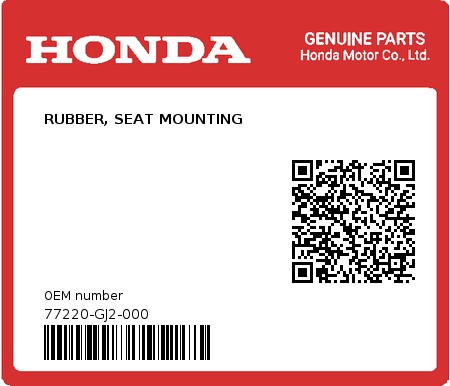 Product image: Honda - 77220-GJ2-000 - RUBBER, SEAT MOUNTING 