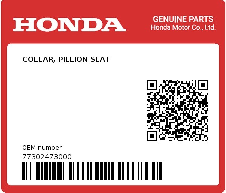 Product image: Honda - 77302473000 - COLLAR, PILLION SEAT  0