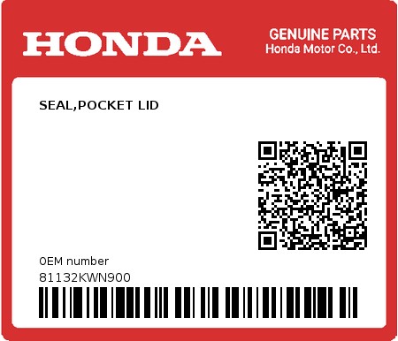 Product image: Honda - 81132KWN900 - SEAL,POCKET LID 