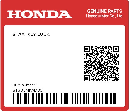 Product image: Honda - 81331MKAD80 - STAY, KEY LOCK 