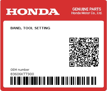 Product image: Honda - 83606KTT900 - BAND, TOOL SETTING  0