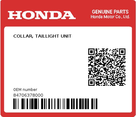 Product image: Honda - 84706378000 - COLLAR, TAILLIGHT UNIT  0
