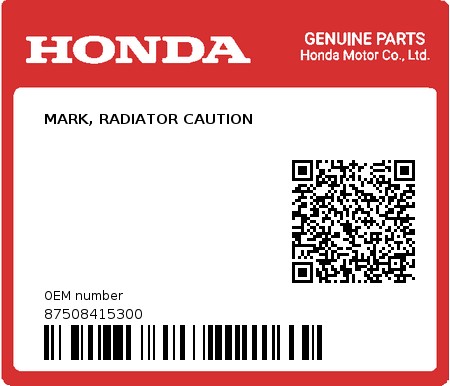 Product image: Honda - 87508415300 - MARK, RADIATOR CAUTION  0