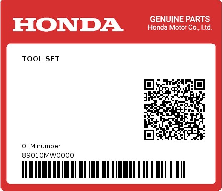 Product image: Honda - 89010MW0000 - TOOL SET 